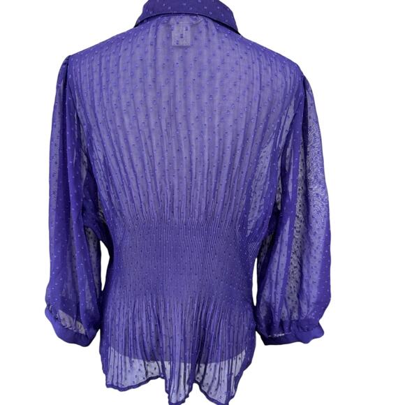 Sheer,Button Up, Gathered , Bishop Sleeve, Fairy,Goth,Whimsy,Flowing,See Through - Picture 3 of 6